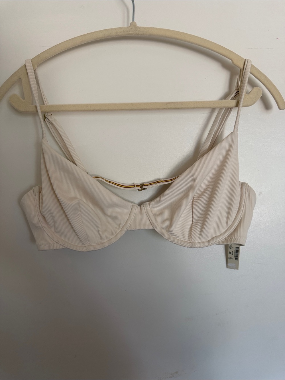 NWT Madewell Ribbed Cream Underwire Bikini Top with Gold Accent L